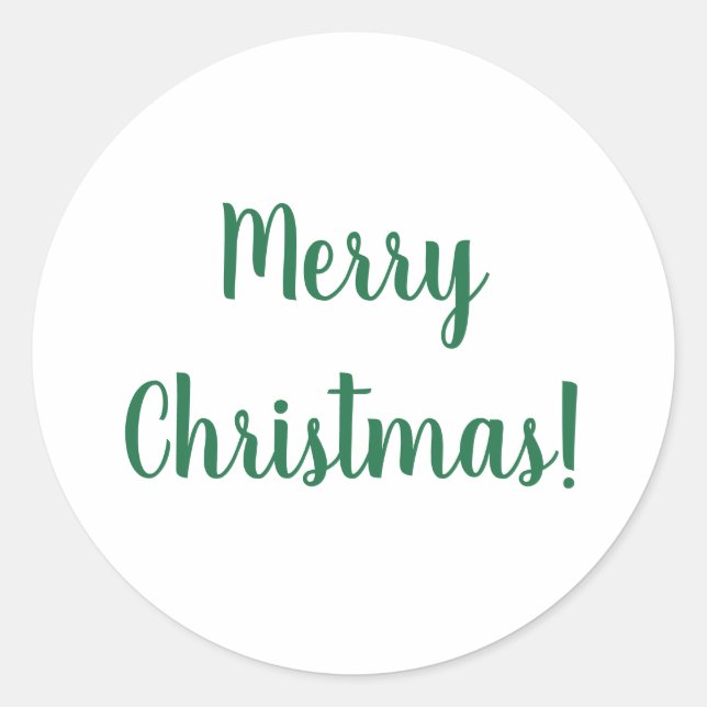 Christmas Minimal Green and White Typography Classic Round Sticker (Front)