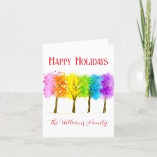 Christmas Minimal Watercolor Pine Trees Holiday Card