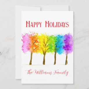 Christmas Minimal Watercolor Pine Trees Holiday Card