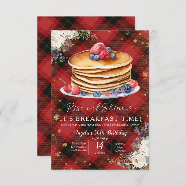 Christmas Minimalist Breakfast Birthday Invitation (Front/Back)