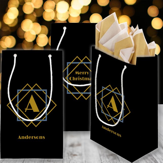 Christmas Minimalist Monogram in Frames Custom Small Gift Bag (Creator Uploaded)