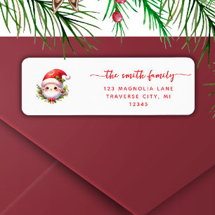 Christmas minimalist santa return address labels