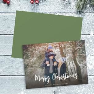 Christmas Minimalist Simple Calligraphy 1 Photo Holiday Card