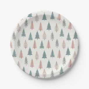 Christmas Minimalist Winter Festive Tree Paper Plate