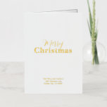 Christmas Minimalistic Elegant White and Gold Foil Greeting Card<br><div class="desc">Celebrate the season in timeless style with our Gold Foil Minimalistic Elegant Christmas Greeting Card. Featuring a clean, modern design with luxurious gold foil lettering, this card is perfect for sending heartfelt holiday wishes to family, friends, clients, or colleagues. Its sophisticated minimalist aesthetic makes it an ideal choice for those...</div>