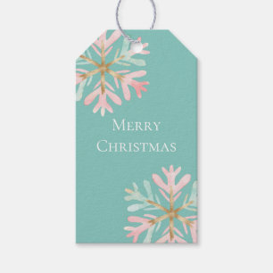 Christmas Mint Pink Snowflakes Gift Tags