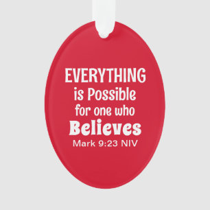 Christmas Miracle Bible Verse Christian Faith Red Ornament