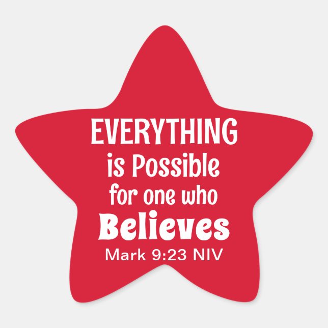 Christmas Miracle Bible Verse Christian Faith Red  Star Sticker (Front)