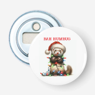 Christmas Mischief Ferret in Christmas Lights Bottle Opener