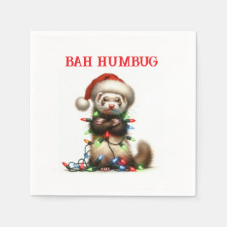 Christmas Mischief Ferret in Christmas Lights Napkin
