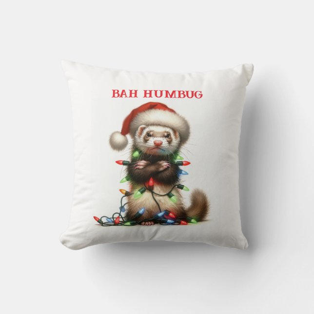 Christmas Mischief Ferret tangled Cushion (Front)