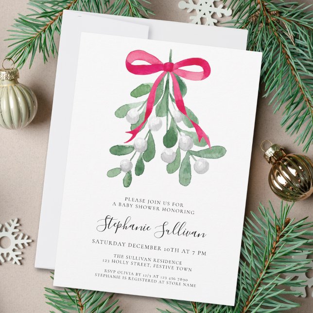 Christmas Mistletoe Baby Shower Invitation (Creator Uploaded)