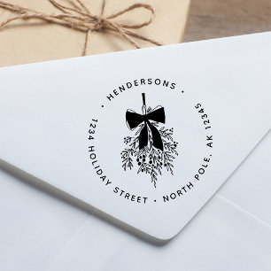 Christmas Mistletoe Bough Return Address Rubber Stamp