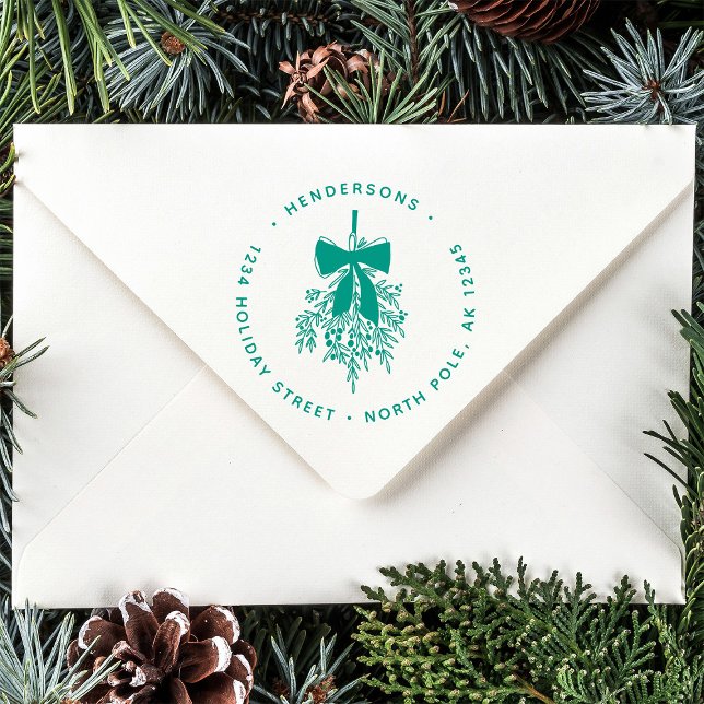 Christmas Mistletoe Bough Return Address Self-inking Stamp (Creator Uploaded)