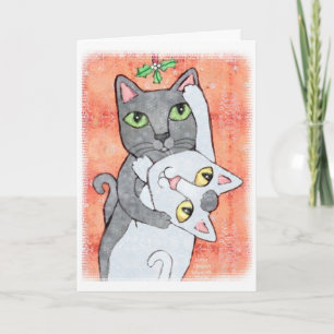 Christmas Mistletoe Cats Card