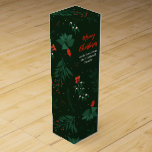 Christmas Mistletoe Custom Green Holiday Gift Wine Box<br><div class="desc">Christmas wishes abound with this festive and romantic mistletoe pattern wine box for a holiday gift. Customise with your own message in red and white. A beautiful botanical pattern Christmas present accessory.</div>