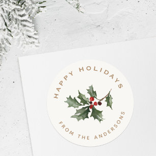 Christmas Mistletoe Family Name Gift Classic Round Sticker