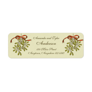 Christmas Mistletoe Green Return Address