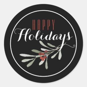 Christmas Mistletoe Happy Holiday Classic Round Sticker