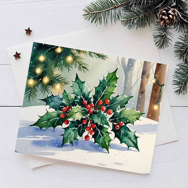 Christmas Mistletoe Happy Holidays Watercolor Card (Creator Uploaded)