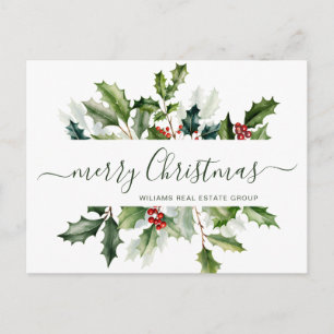 Christmas Mistletoe Holiday Corporate Greeting Postcard