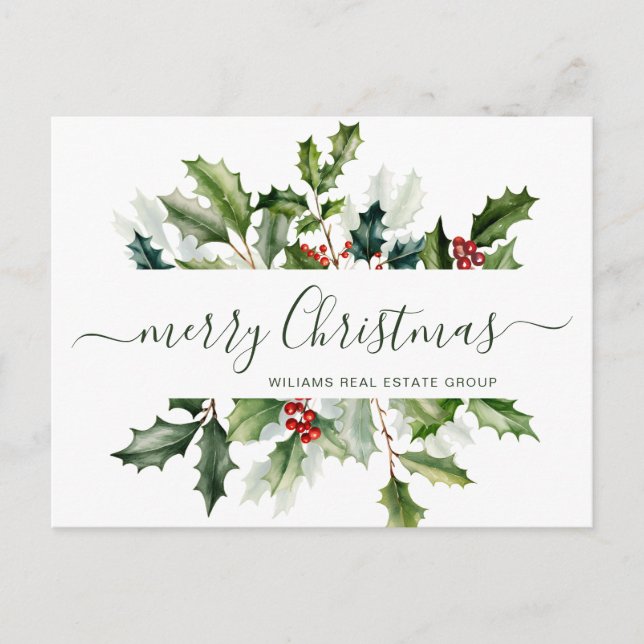 Christmas Mistletoe Holiday Corporate Greeting Postcard (Front)