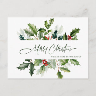 Christmas Mistletoe Holiday Corporate Greeting Postcard