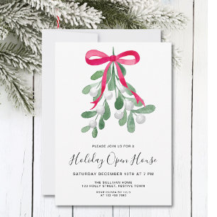 Christmas Mistletoe Holiday Open House Invitation