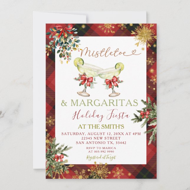 Christmas Mistletoe & Margaritas Holiday Fiesta Invitation (Front)
