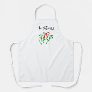 Christmas Mistletoe NAME Festive Holiday Baking Apron