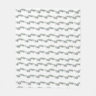 Christmas Mistletoe Pattern - Green Holly Berry Fleece Blanket