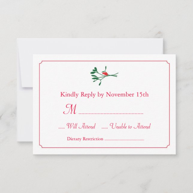 Christmas Mistletoe RSVP Card Invitation (Front)