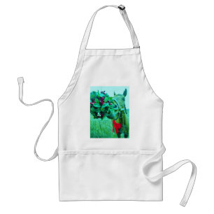 Christmas Mistletoe Teal Horse Standard Apron
