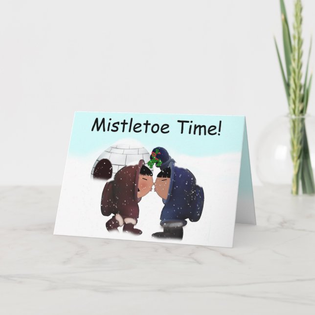 Christmas Mistletoe Time Holiday Card (Front)