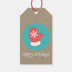 Christmas Mitten Medallion Happy Holidays Gift Tags