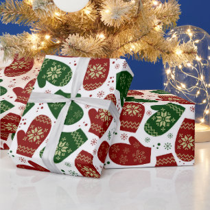 Christmas mitten pattern Holiday wrapping Wrapping Paper