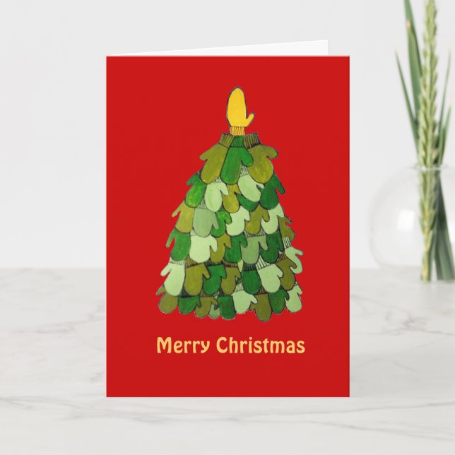 Christmas Mittens Holiday Card (Front)