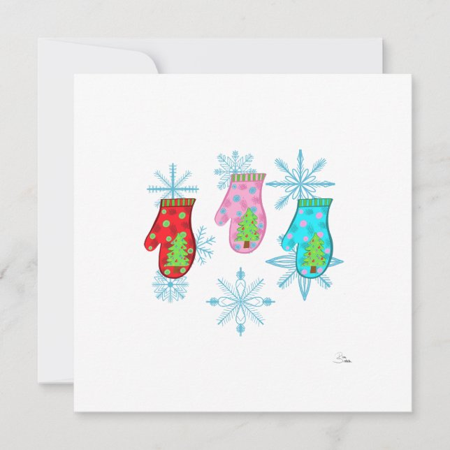 Christmas mittens_white Flat Holiday Card (Front)