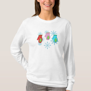 Christmas mittens_white Flat Holiday Card T-Shirt