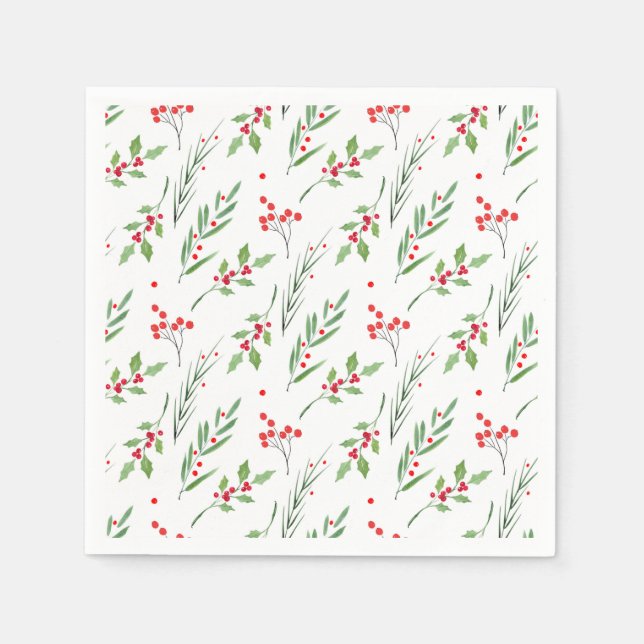 Christmas Mixed Botanical Pattern   Napkins (Front)