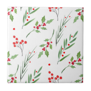 Christmas Mixed Botanical Pattern  Tile