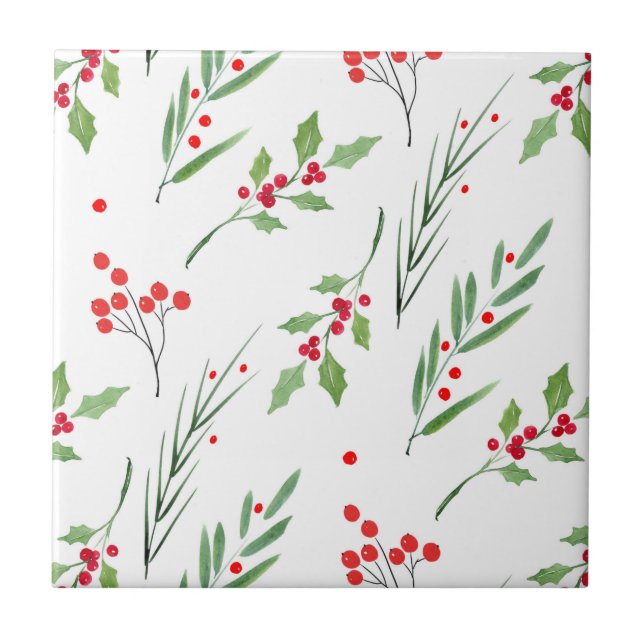 Christmas Mixed Botanical Pattern  Tile (Front)