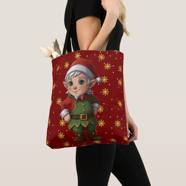 Christmas Mode Elf  Tote Bag (Close Up)