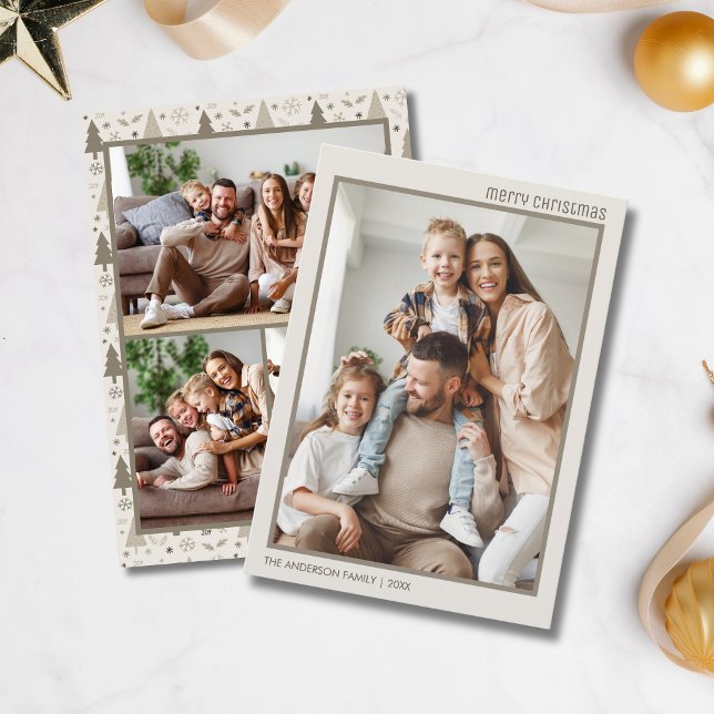 Christmas Modern 4 Family Photo Collage Holiday Card (Christmas Modern 4 Family Photo Collage Holiday Card)