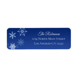 Christmas Modern Blue Snowflake Address