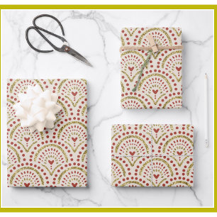 Christmas Modern Elegant Glitter Gold Trim  Wrapping Paper Sheet
