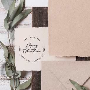 Christmas modern elegant minimal script unique rubber stamp