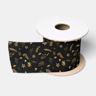 Christmas Modern Gold Arch Black Satin Ribbon