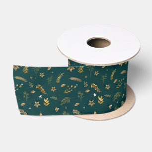 Christmas Modern Gold Arch Green Satin Ribbon