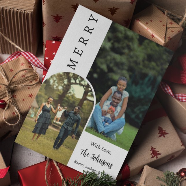 Christmas Modern Merry Photo Personalised  Card (Creator Uploaded)